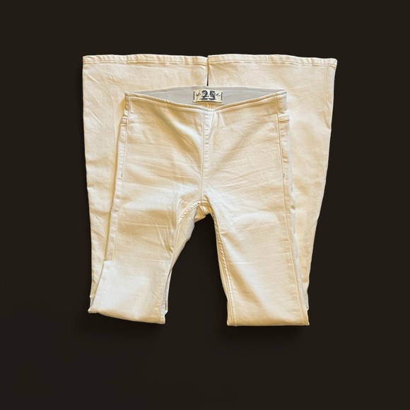 Free People Pants Women’s Size 25 Flare Bell Bottoms Midrise Cream White - Picture 5 of 6